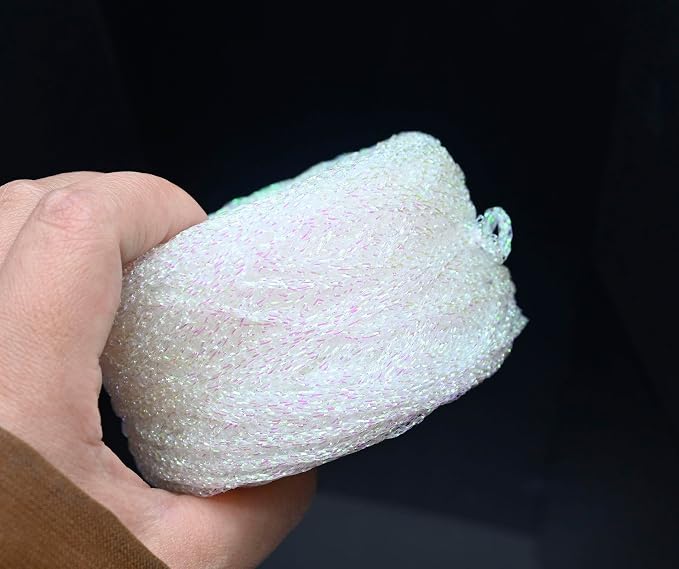 Metallic Glitter Yarn for Crochet & Knitting, Fine 2 Light Weight Worsted for Crochet Knitting, 35g 1.23oz, 85 Yards Soft Craft Sparkle Yarn (Brilliant White)