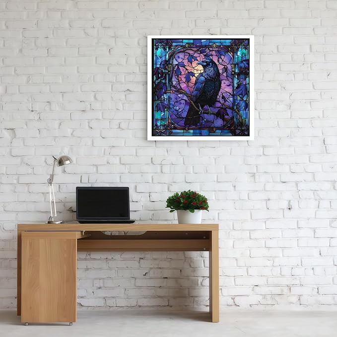 Diamond Painting Kits for Adults,5D Crow Diamond Art Kits for Beginners | DIY Full Drill Dot Painting Gem Art Kits for Home Wall Decor13.78 x13.78 Inch