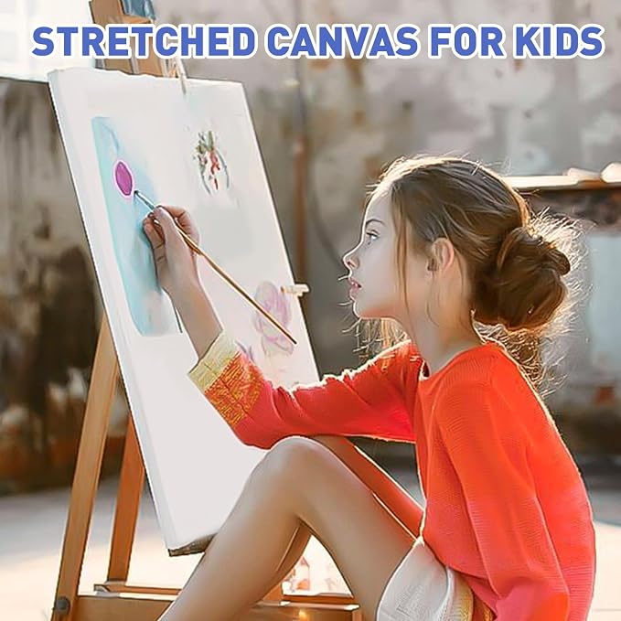 ESRICH Stretched Canvas for Painting 12x16 Inch, 3 Pack Blank Canvas -5/8 in Profile Primed Cotton White Canvases for Painting for Oil & Acrylic Paint
