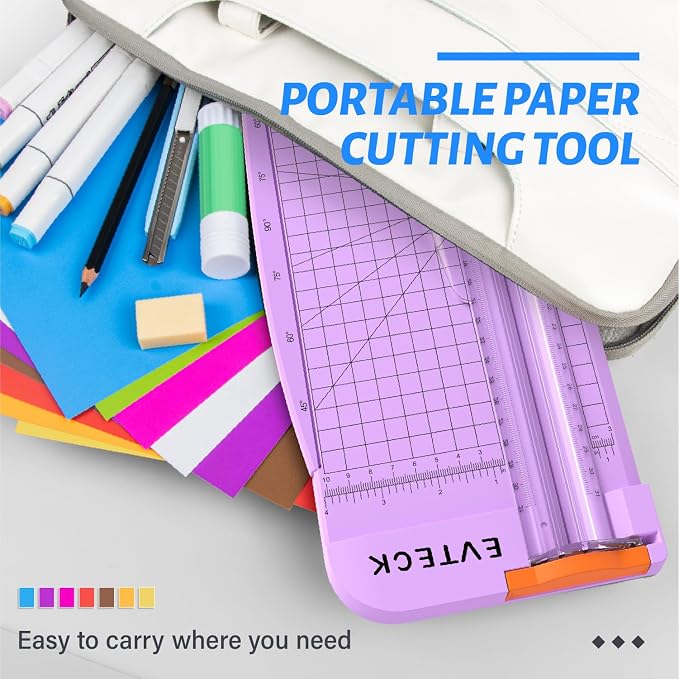 Evteck A4 Paper Cutter Slider Trimmer for Cardstock Photo Vinyl | 12 Inch, with Security Blade and Foldable Ruler, for Crafting Scrapbooking