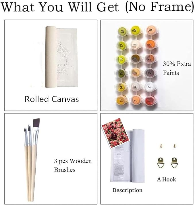 ZRIZQ Flowers Paint by Numbers Kit for Adults Beginner,Roses,16x20