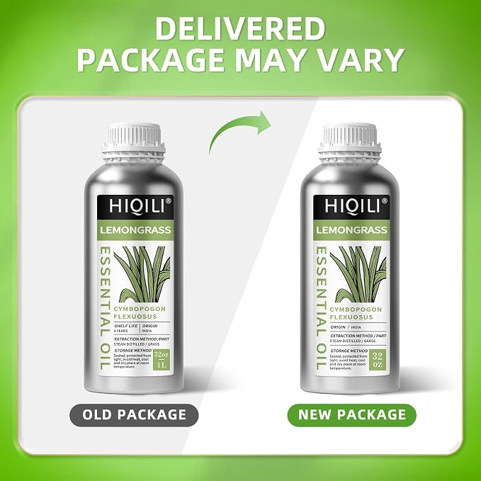 HIQILI Lemongrass Essential Oil Large Capacity for Body Massage