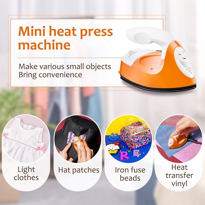 Honoson Mini Craft Iron with Charging Base Tiny,Orange