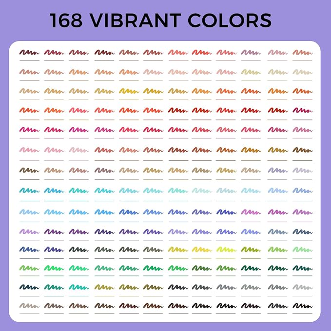 Artecho 168 Colors Dual Tip Markers for Adult Coloring Books with Bag | Drawing Pens For School, Fine and Brush Tip, Calligraphy, Drawing, Sketching