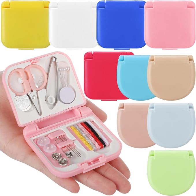 Daifunli 10 Pcs Mini Travel Sewing Kit in Bulk Portable Emergency Sewing Repair Kit with Threads Scissors Needles for Beginner Traveler Hotel Charity