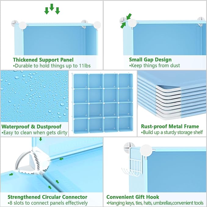 C&AHOME 16 Cube Storage Organizer Cube Shelves Units Storage Cubes, Blue