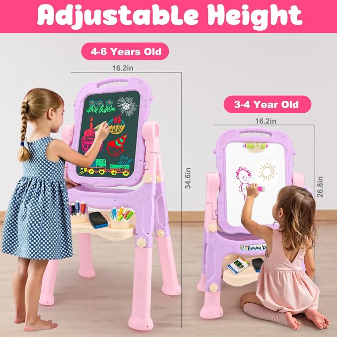 Toddlers Art Easel KidMagnetic White Board Chalk Board Toys 3 4 5 Year Girl Birthday Gifts