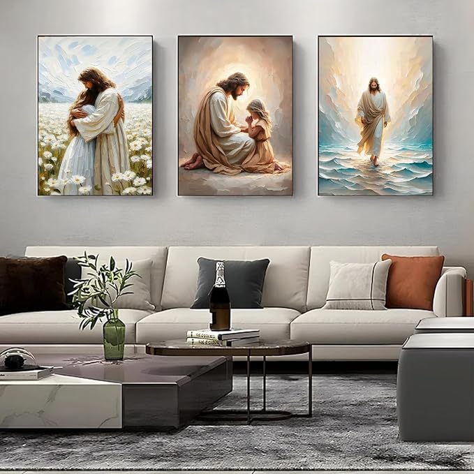 3 Pack Paint by Numbers Kit for Adults Framed Canvas, with Wooden Easel