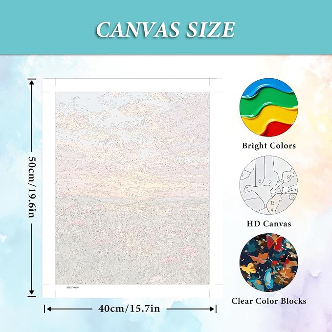 mrpwnle Landscape Paint by Numbers Kit for Adults Flowers Paint by Numbers | Landscape Adult Paint by Number Kits on Canvas, DIY Easy Acrylic Oil Flowers Paint by Numbers for Home Wall Decor 16X20 inch
