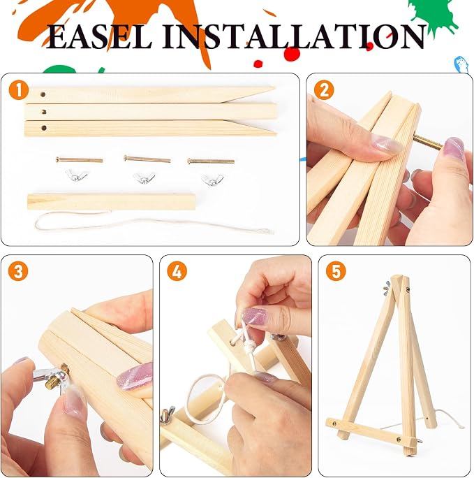 4 Pack Framed Paint by Numbers Kit for Adults Coffee with Wooden Easel | With Frame Canvas 8x12 IN, For Adults Beginner, DIY Acrylic Painting Landscape, Stress Relief Craft Kit, Home Wall Decor Gift