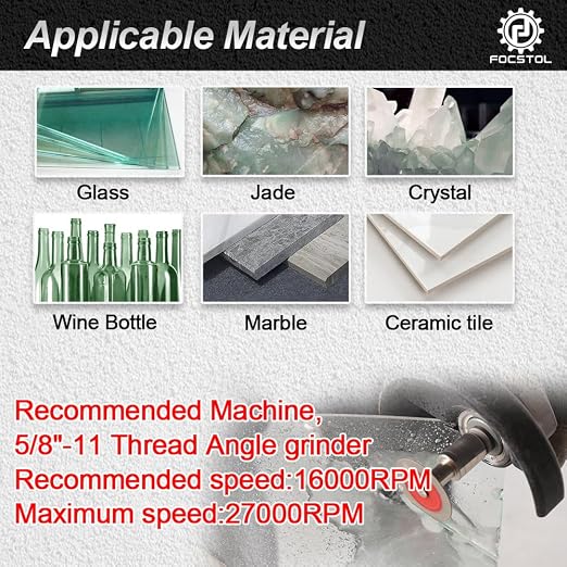 Mini Diamond Glass Cutting Disc - FOCSTOL 5pcs 1-9/16 Inch(40mm) Saw Blade and 1pc 5/8''-11 Flange for Glass Jade Marble Granite Artificial Stone Porcelain Tile Ceramic