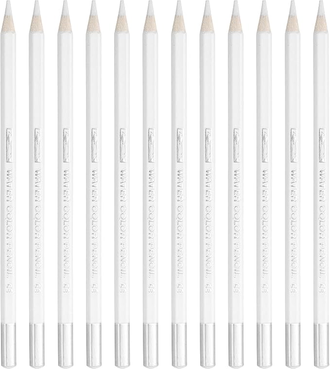 PATIKIL Watercolor Pencil, 12Pcs Water Soluble Pencils for Blending, Coloring, Sketch Drawing, Painting, White