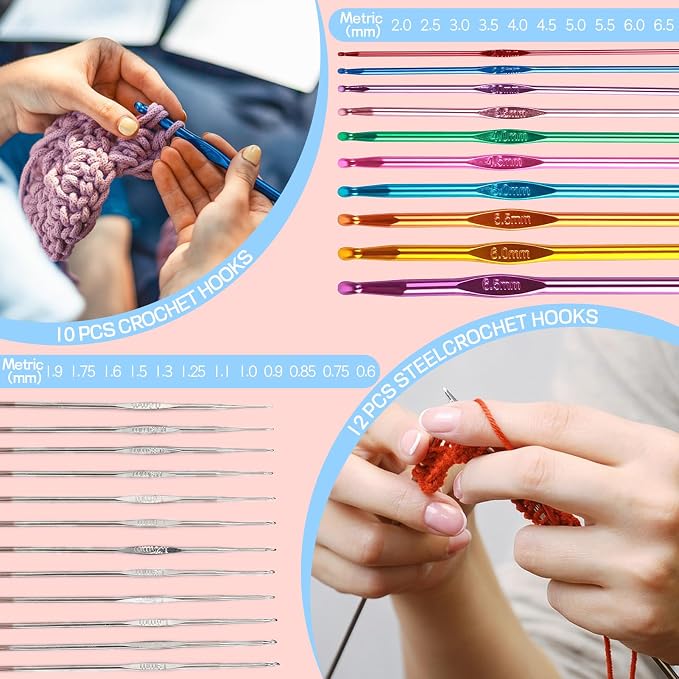 Crochet Kit for Beginners, 336Pcs Crochet Kits with 30 Colors Yarn Set
