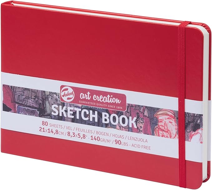 Talens Art Creation Sketchbook, Red, 80 Sheets, 8.3 x 5.8 in
