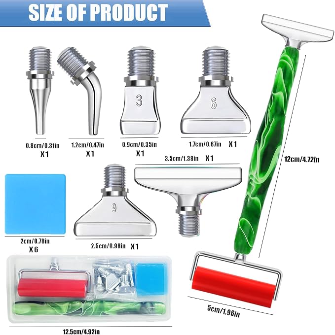 Diamond Art Pens Tools Diamond Painting Pen Accessories Kits with Screw Metal Tip Roller Drill Bead Dot Pens for Art Craft NAI (Green)