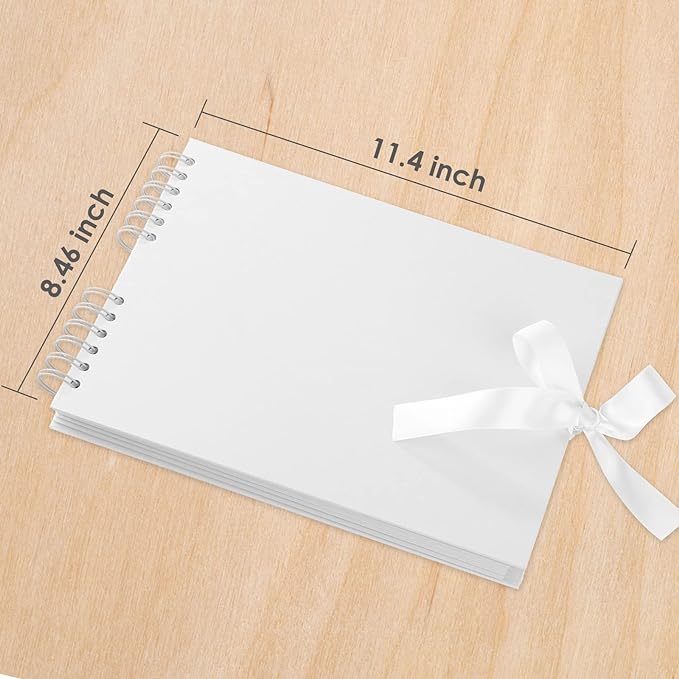 Gotideal 80 Pages Scrapbook Album with 10 Metallic Markers, White | Craft Paper Photo Album for Wedding and Anniversary, Family DIY Scrapbook Accessories with Scrapbooking Stickers Corners