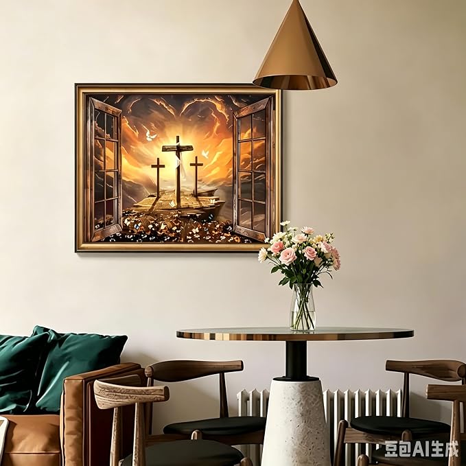 Diamond Art Kits for Adult,Three Christ Cross Diamond Painting11.8X15.8inch | Full Round Drill Diamond Painting for Beginners,5D DIY Paint by Diamonds Dot Gem Art Painting Kits,for Home Wall Decor