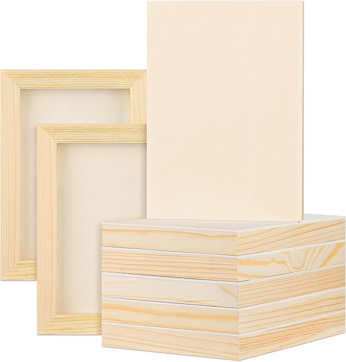 Aodaer 8 Pack Wood Panels 5 x 7 Inch Wooden Panels Canvas Unfinished Craft Wood Boards Panels for Art Crafts Acrylic and Oil Painting Pouring DIY Projects