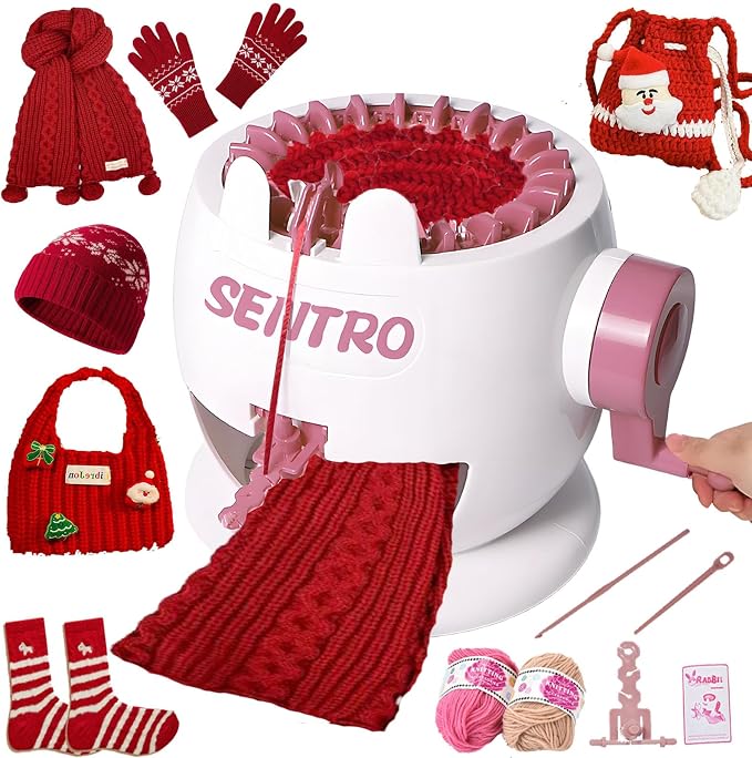 PKHOUHYI Sentro 22 Knitting Machine, Sentro 22 Needles Knitting Machine Automatic Circular Weaving Spinning Knitting Loom Machine Kit for Adults and Beginners for Kintting Toys/Scarf/Hats/Sweater