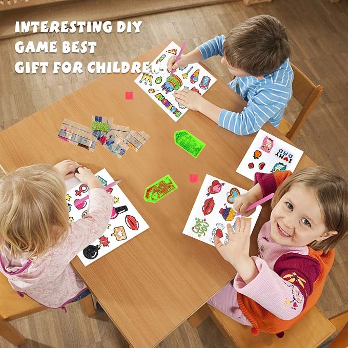 Labeol Diamond Art Kits for Kids Boys and Girls Ages 6-8-10-12 Easy to DIY Creative Diamond Art Sticker Craft by Numbers Kits for Kids and Adult Beginners (Party)