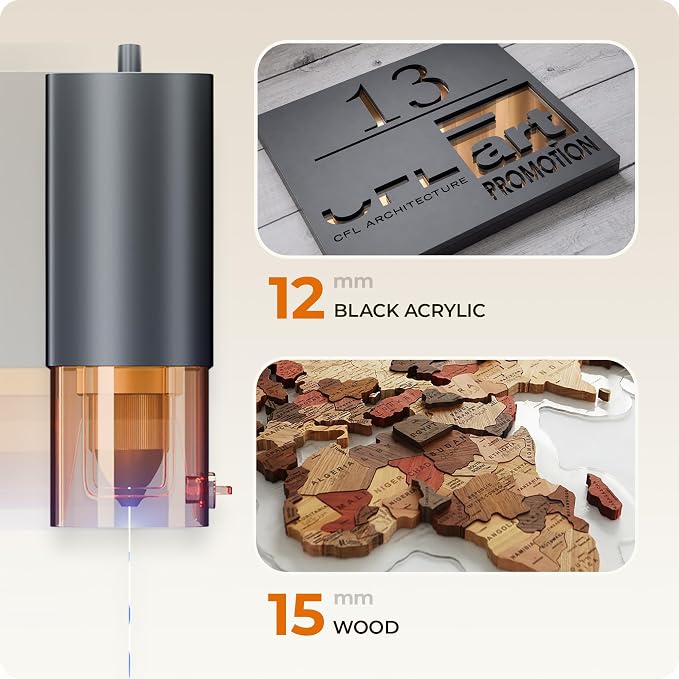 BlazeX M3 10W Laser Engraver Machine, 0.01mm Ultra-precision Laser Cutter and Engraver Machine for Wood Metal Glass Leather, Beginner-Friendly, with Enclosure Honeycomb Engraving Materials, Class 1