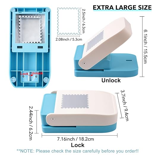 BAOFALI Stamp Punch, 2.5x2.1inch Extra Large Postage Stamps Punch, Portable Lever Craft Hole Cutter Puncher, Stamp Shaped Paper Puncher, Paper Punches for Journaling Crafting DIY Scrapbooking Crafts