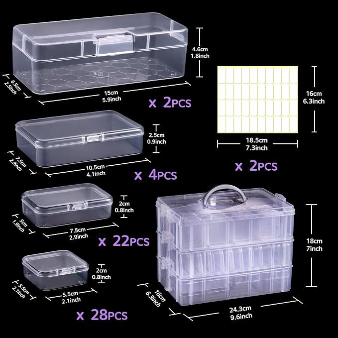 Bead Organizers and Storage, 56 Pcs Small Plastic Containers with Lids