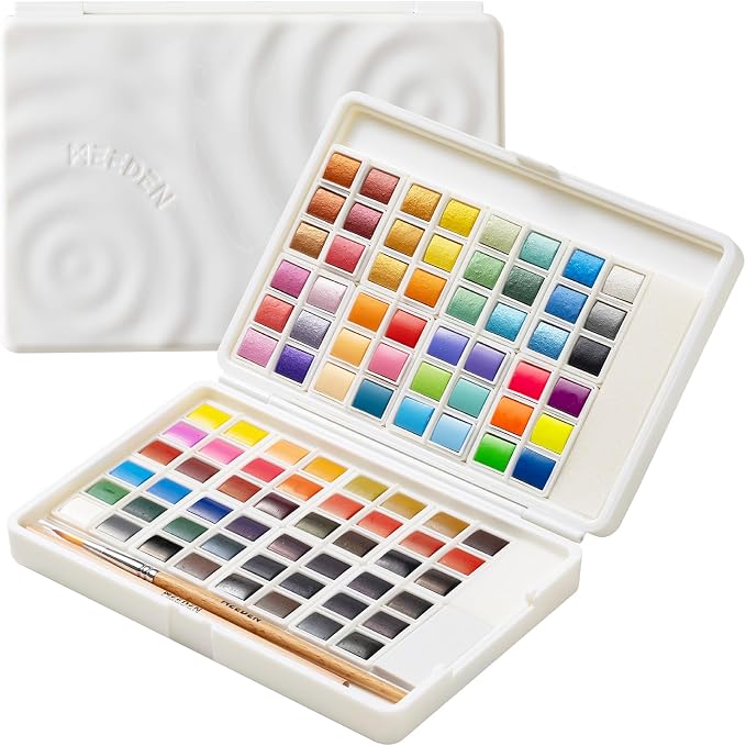 MEEDEN Watercolor Paint Set: 96 Colors Watercolor Paints Palette for Adults | Watercolor Paint Kit with Brush & Palette - Customizable Color Blocks - Bright Watercolors Travel Set for Amateur Artists