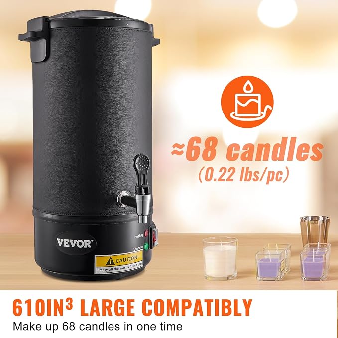 VEVOR 20Lbs Wax Melter for Candle Making, 10 L Extra Large Electric Wax Melting Pot, with Easy Pour Spout and 5-Level Temp Control, Easy Clean for Candle Soap Cream Beauty Bulk Production Business | For Candle Soap Cream Beauty Bulk Production Business...