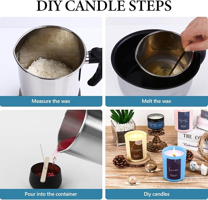 SAEUYVB Soy Candle Wax for Candle Making,10 lbs Natural Soy Wax Pellets | Soy Wax for Candle Making with 20 Candle Wicks,20 Wick Stickers and 2 Centering Devices,DIY Candle Making Supplies