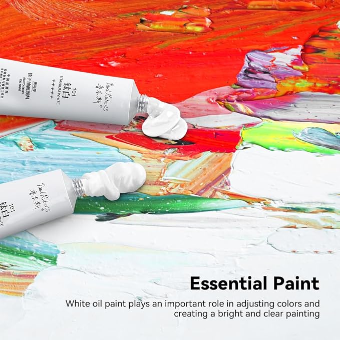 Paul Rubens Titanium White Oil Paint, 3 * 50ml Oil Colors with High Saturation, Large Capacity Tubes, Faster Drying Time with Creamy Texture and Consistency for Artists, Students, Beginners | Oil Colors with High Saturation, Large Capacity Tubes, Cream...