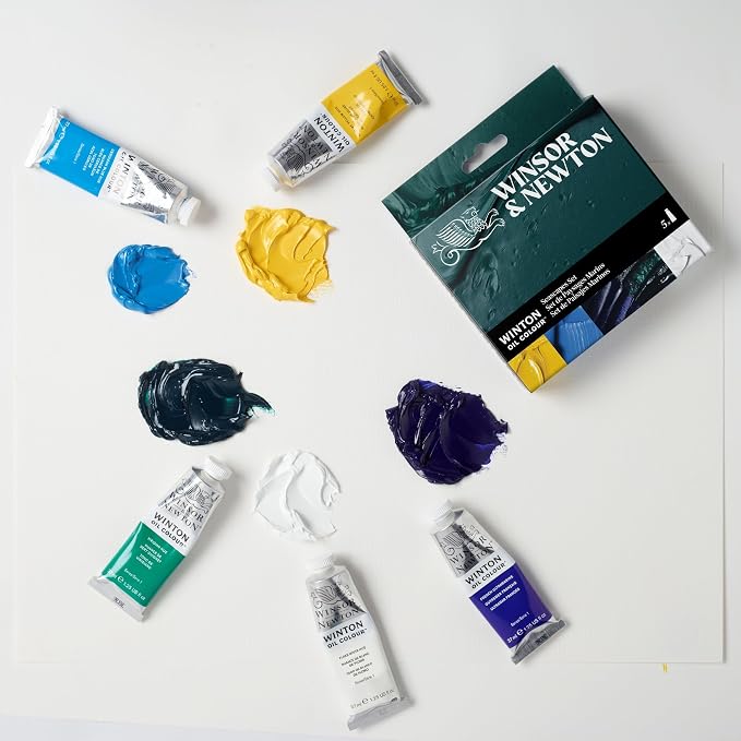 Winsor & Newton Winton Oil Color Paint Set, Seascape, 5 x 37ml Tubes | Artist pigments, Durable, Lightfast, Permanent, Uniform Consistency, Great Pigment Load