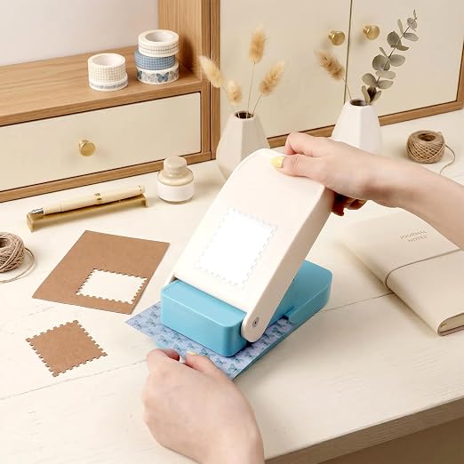 BAOFALI Stamp Punch, 2.5x2.1inch Extra Large Postage Stamps Punch, Portable Lever Craft Hole Cutter Puncher, Stamp Shaped Paper Puncher, Paper Punches for Journaling Crafting DIY Scrapbooking Crafts