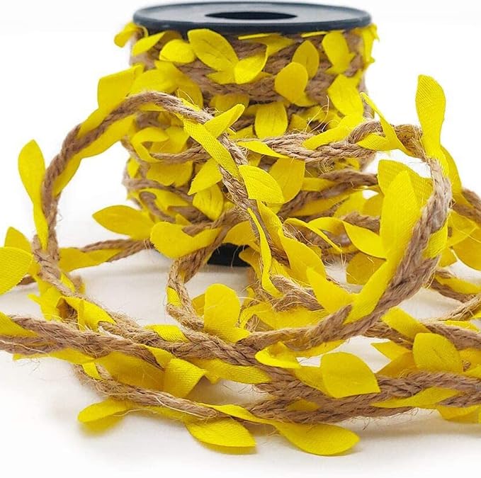 33 feet Natural Twine Yellow Leaf Jute 3ply 2MM Rope Hemp Burlap Ribbon String Heavy Duty Hanging Gardening Decoration or for Arts and Crafts