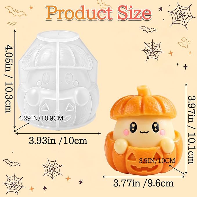 Halloween Silicone Mold, Little Ghost Face Pumpkin Candle Mold | for Candles Making, Crafts Plaster, DIY Gypsum, Epoxy Resin Casting, Halloween Themed Home Decor Handmade Gift