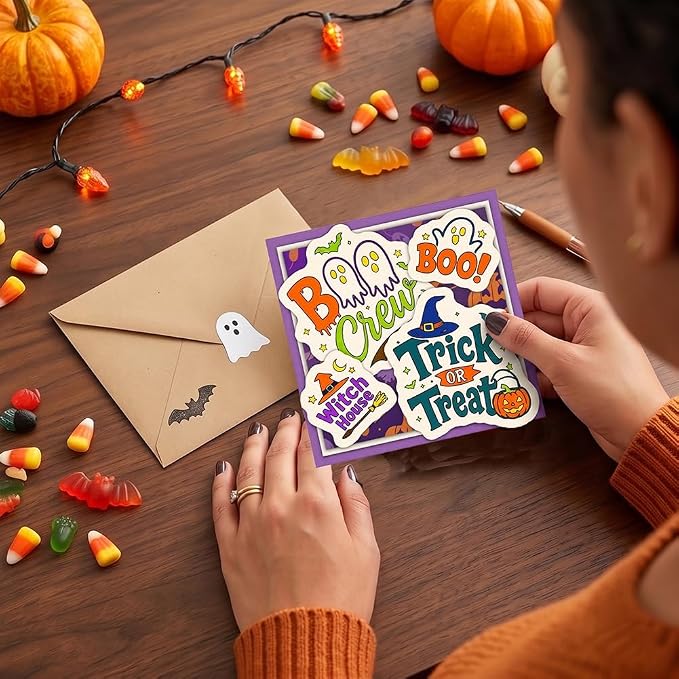2Pcs Halloween Words Stamps and Dies Set for Card Making | Halloween Theme Clear Stamps and Metal Cutting Dies for Paper Crafting Painting Stencil for DIY Scrapbooking Greeting Card