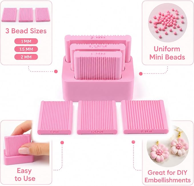 Mini Polymer Clay Bead Maker（1&1.5&2mm）, Clay Beads Roller Bead Shaping Tool Clay Molds for Jewelry Making DIY Bracelet Necklace Craft