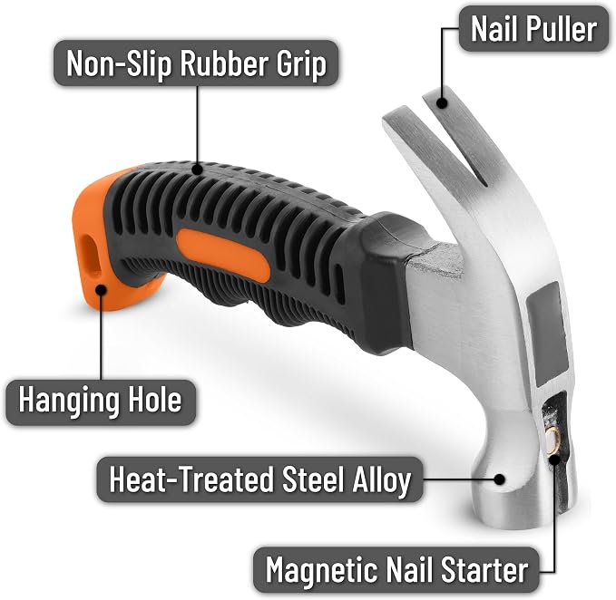 Mr. Pen- Claw Hammer, 8oz, Orange, Magnetic