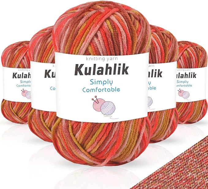 250g(5x50g) Acrylic Yarn for Crochet/Knitting, Colorful Gradient Yarn Thread, 5 Rolls Skeins, Perfect for Any Knitting Crochet and Crafts Mini Project
