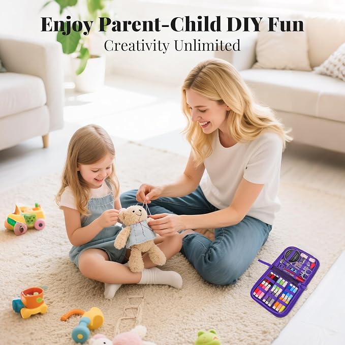 Coquimbo Sewing Kit Gifts for Kids Mom Grandma Adults Beginner Traveler, Portable Sewing Supplies Accessories Contains Thread, Needle, Scissors, Measure Tape, Thimble (Daisy)