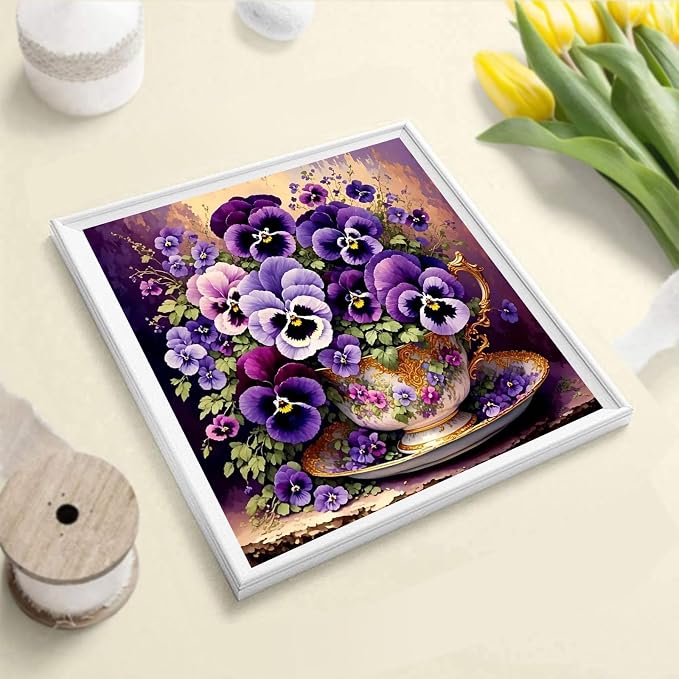 Flower Paint by Numbers Kit for Adults, Paint by Number for Adults Flowers | Floral Painting by Numbers Kit on Canvas for Gift Home Wall Decor(Flower,16x16 inch) Frameless