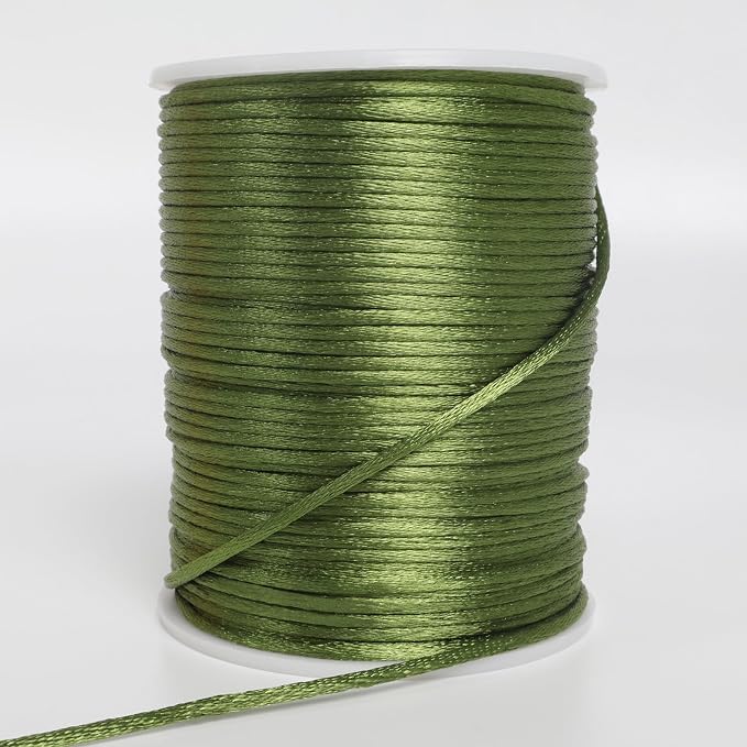 LUSTEMBER 2 mm x 330 Feet Satin Nylon Cord, Silky Smooth Nylon String for Jewelry Making Bracelet Necklaces Beading Thread Rattail Macrame Kumihimo Chinese Knot Craft