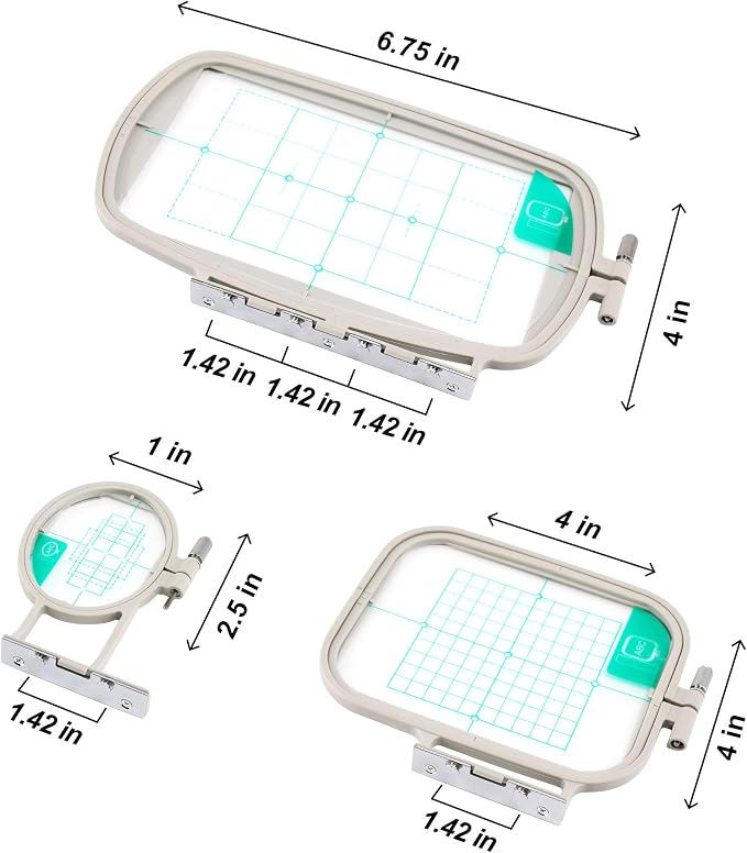 Sew Tech 3pcs Embroidery Hoops for Brother, 1x2.5 4x4 4x6.75in Frame Set | Fits SE700 SE600 PE545 PE535 PE570 SE725 SE630 SE625 SE425 SE400 PE550D PE540D LB5500 NS1850D Brother; Baby Lock Aurora