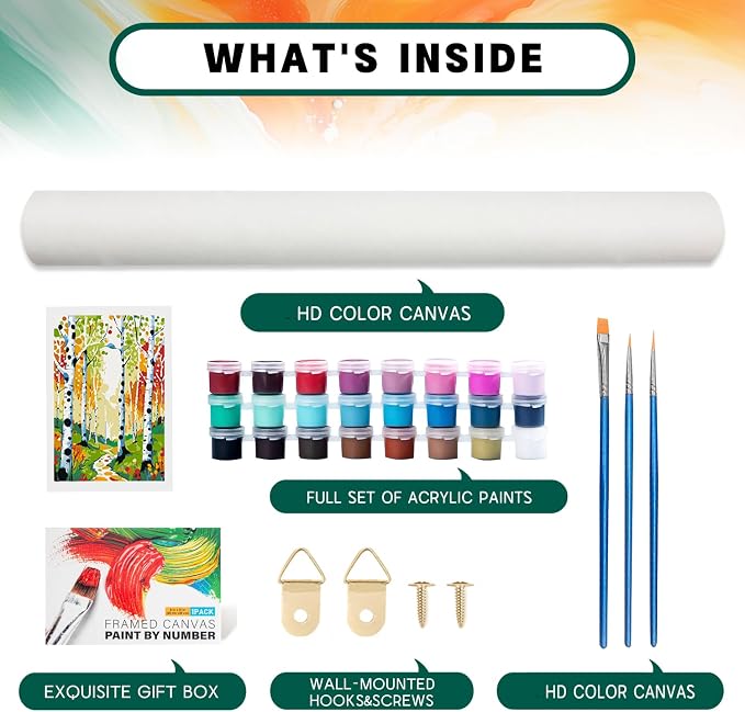 Paint by Numbers Kit for Adults Beginner & Kids Age 8-12 with Wooden Frame, Easy Adult Paint by Number Kits on Canvas, DIY Acrylic Watercolor Oil Paint by Number for Adults for Home Decor 8x12 Inch