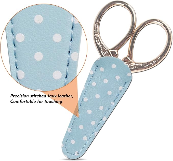 Embroidery Scissors with Leather Cover 3.6 inch Sewing Craft Sharp | Crochet Scissors for Fabric Cutting Paper Crafting Office Sewing Handicrafts Tool Small Sewing Scissors