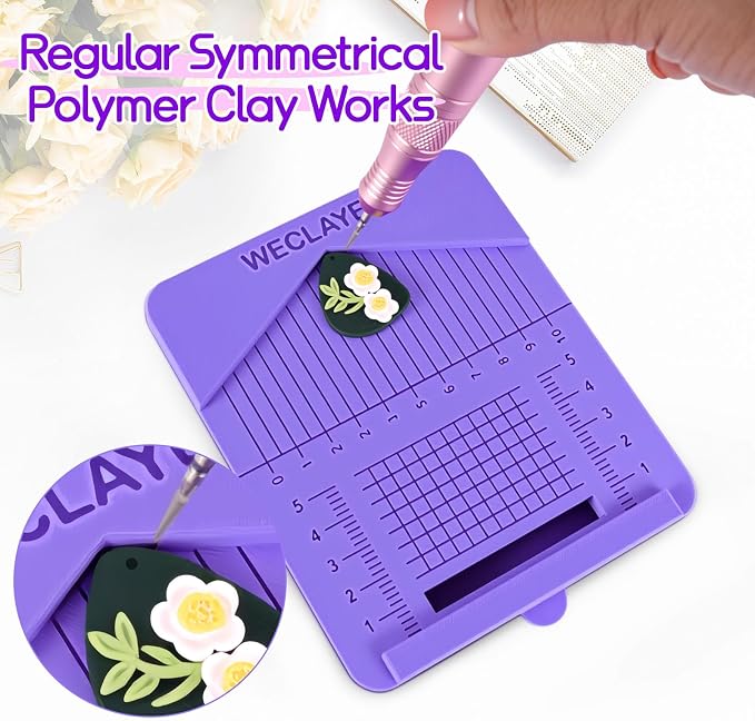 Polymer Clay Earring Drill Hole Guide,Jewellery Assembly Station with Brush and Two Tray for Holding Earring,Jewellery Pieces and Findings,Clay Tools and Accessories,Clay Jewelry Making Supplies