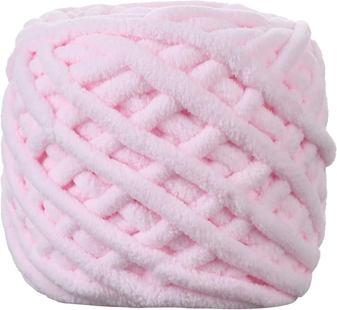 Plush Chenille Chunky Yarn for Crocheting 100g(54.6yd) - Bulky Thick Fluffy Yarn for Knitting- Soft Velvet for Baby, Blanket Knitting Blanket Yarns- Amigurumi Yarns (Pink)