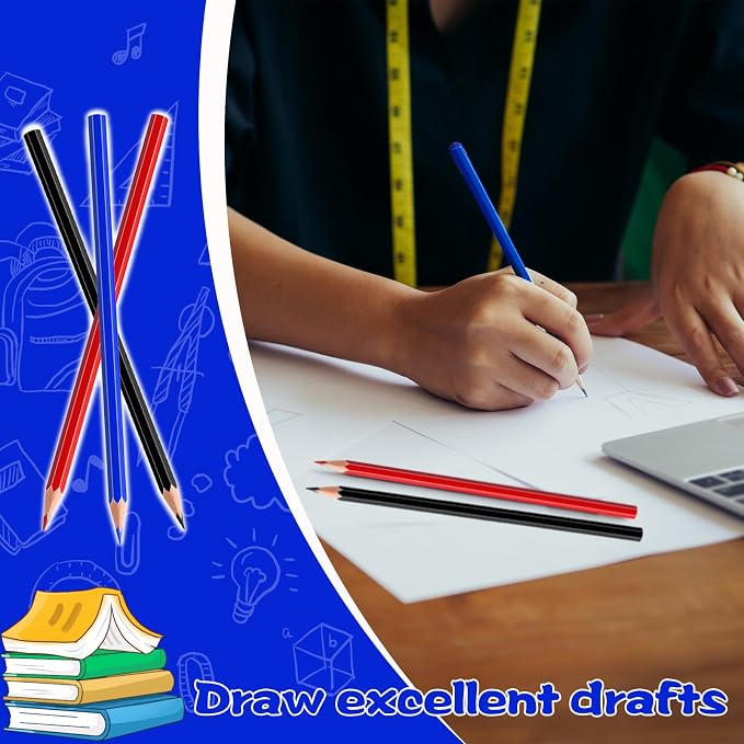 36 PCS Red Blue Black Colored Pencils, Pre-sharpened Professional Wooden Art Pencils Set for Artists Painting | Premium Drawing Sketching Supplies (Red Blue Black)