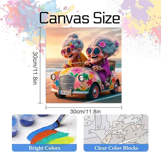 Hestarcul Paint by Numbers Kits for Adults,Grandma Easy Adult Painting by Number on Canvas for Beginner,Car DIY Watercolor Painting for Gift Home Decor Relax.