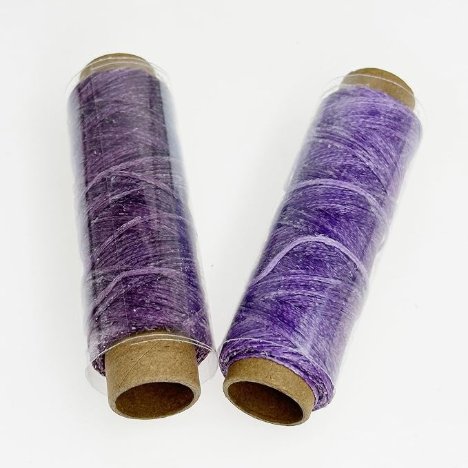 2 PCS Leather Sewing Waxed Thread, Each of 33 Yards 150D Sewing Thread Cord for Leather Craft DIY Supplies, Shoes Repairing, Purple and Light Purple